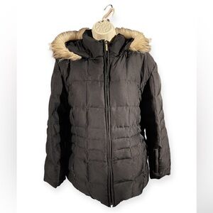 Calvin Klein Women’s XL Black Quilted‎ Down Puffer Coat Removable Hood Fu…